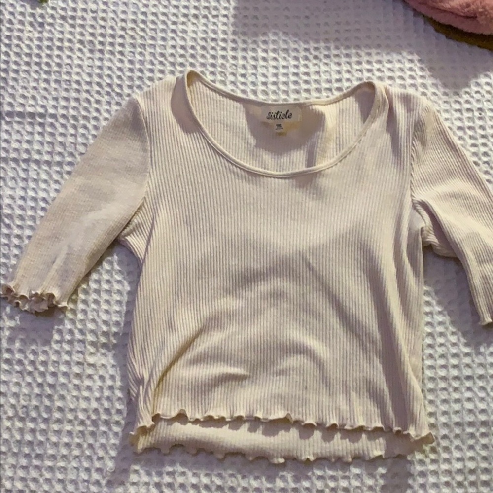 off-white skin tight 3 quarter length top